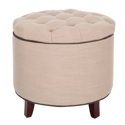 Light Gray Tufted Round Wood Ottomans With Storage (Photo 1 of 20)