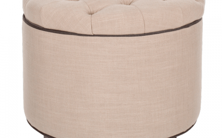 2024 Popular Light Gray Tufted Round Wood Ottomans with Storage
