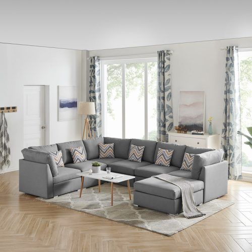 7-Seater Sectional Couch With Ottoman And 3 Pillows (Photo 20 of 20)