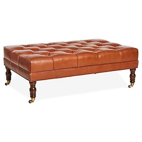 Camber Caramel Leather Ottomans (Photo 10 of 17)