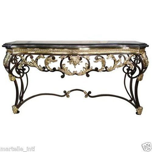 Antiqued Gold Leaf Console Tables (Photo 10 of 20)