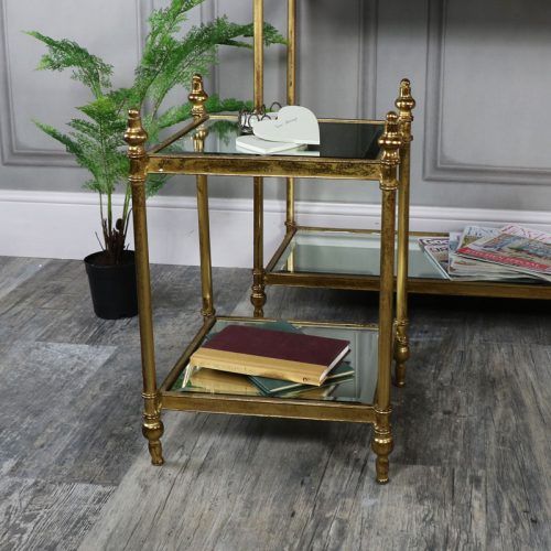 Antiqued Gold Rectangular Console Tables (Photo 18 of 20)