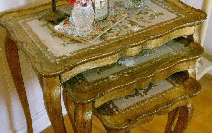 2024 Latest Antique Gold Nesting Console Tables