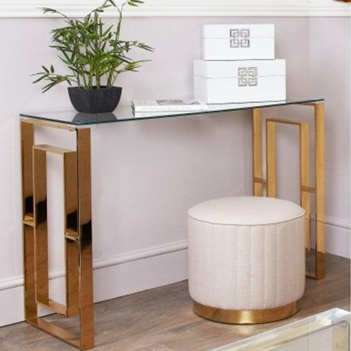 Walnut Wood And Gold Metal Console Tables (Photo 10 of 20)
