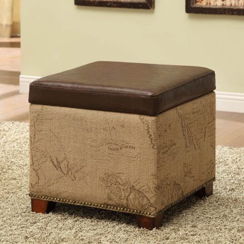 Brown Leather Square Pouf Ottomans (Photo 15 of 20)