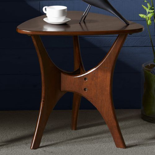 Pecan Brown Triangular Console Tables (Photo 19 of 20)