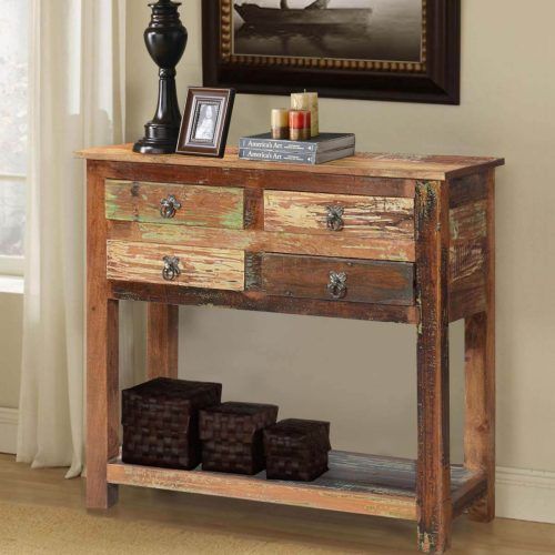 Rustic Espresso Wood Console Tables (Photo 4 of 20)