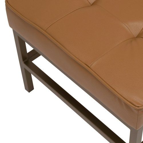 Caramel Leather And Bronze Steel Tufted Square Ottomans (Photo 17 of 20)