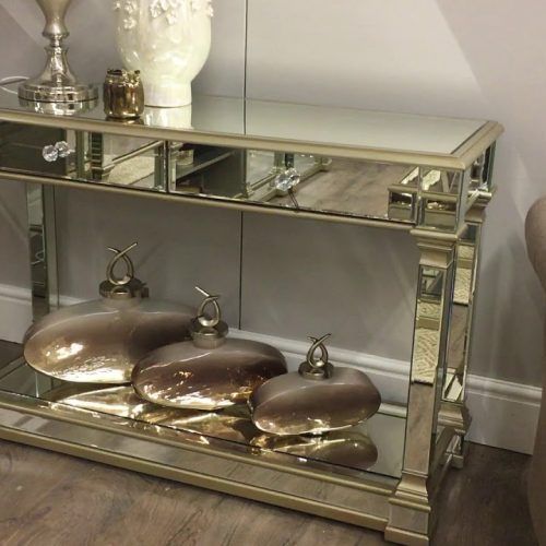 Gold And Mirror Modern Cube Console Tables (Photo 7 of 20)