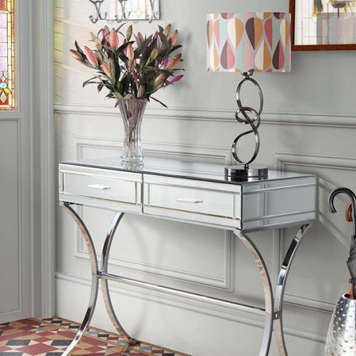 Silver Mirror And Chrome Console Tables (Photo 8 of 20)