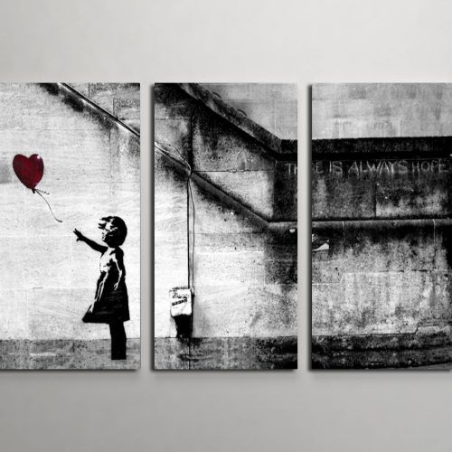 Banksy Wall Art Canvas (Photo 17 of 20)