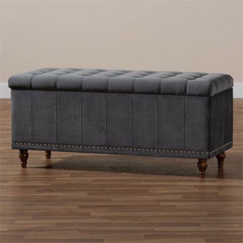 Gray Velvet Ottomans With Ample Storage (Photo 16 of 20)