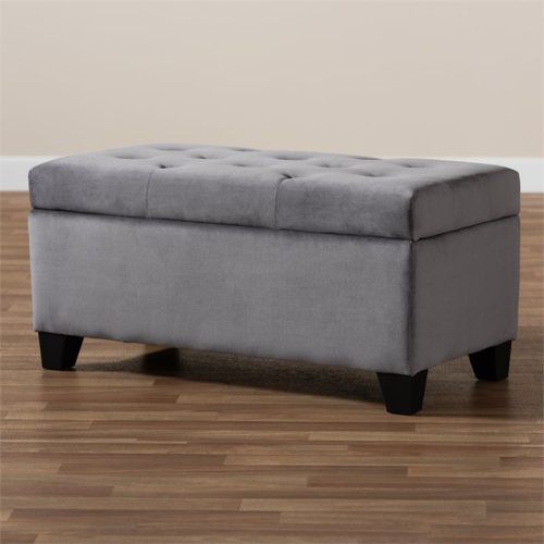 Gray Velvet Ottomans With Ample Storage (Photo 4 of 20)