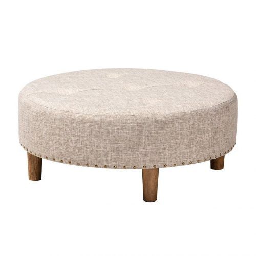 Natural Beige And White Cylinder Pouf Ottomans (Photo 2 of 20)