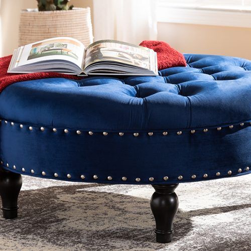 Royal Blue Tufted Cocktail Ottomans (Photo 2 of 20)