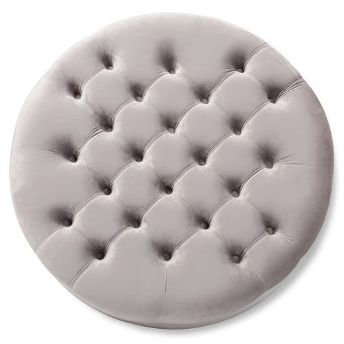 Brown And Gray Button Tufted Ottomans (Photo 20 of 20)