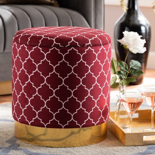 Red Fabric Square Storage Ottomans With Pillows (Photo 13 of 20)