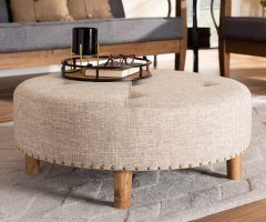 2024 Latest Natural Beige and White Cylinder Pouf Ottomans