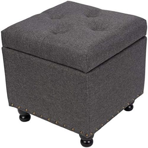 Gray And Beige Solid Cube Pouf Ottomans (Photo 3 of 20)