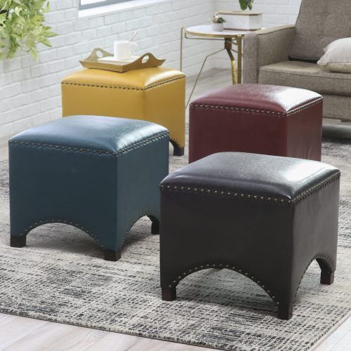 Black And Ivory Solid Cube Pouf Ottomans (Photo 11 of 20)
