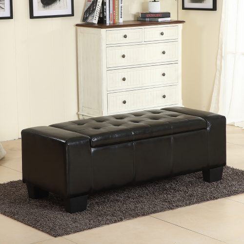 Black Faux Leather Ottomans With Pull Tab (Photo 11 of 20)
