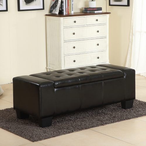 Black Faux Leather Column Tufted Ottomans (Photo 15 of 20)