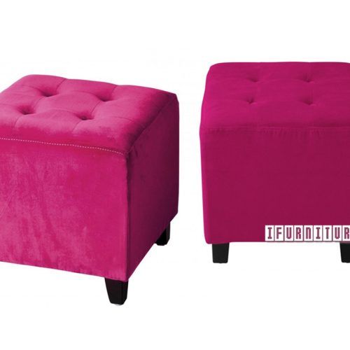 Pink Fabric Banded Ottomans (Photo 7 of 20)