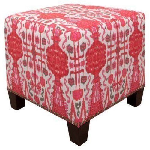Red Fabric Square Storage Ottomans With Pillows (Photo 19 of 20)