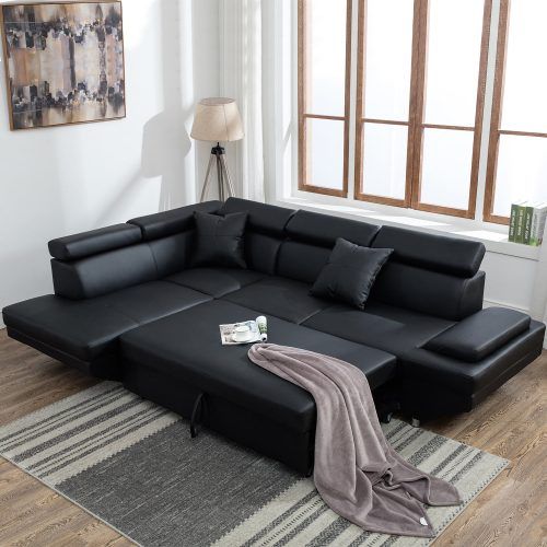 3 Seat L Shaped Sofas In Black (Photo 1 of 20)