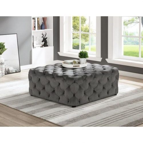 Navy And Light Gray Woven Pouf Ottomans (Photo 6 of 20)