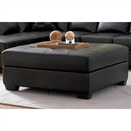 Black Faux Leather Ottomans With Pull Tab (Photo 3 of 20)