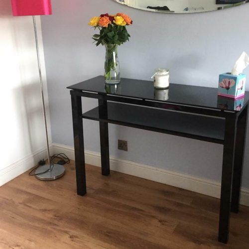 Black Round Glass-Top Console Tables (Photo 11 of 20)