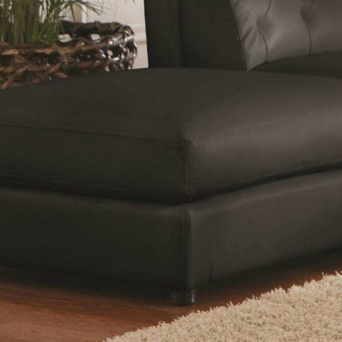 Black Leather And Gray Canvas Pouf Ottomans (Photo 11 of 20)