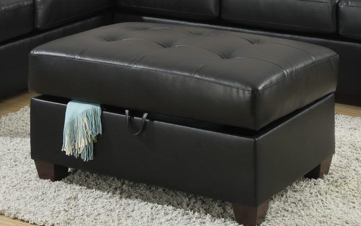 The 20 Best Collection of Black Leather and Gray Canvas Pouf Ottomans