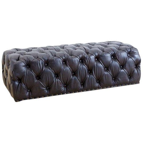 Black Faux Leather Column Tufted Ottomans (Photo 12 of 20)