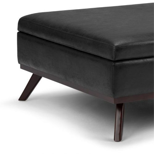 Black Faux Leather Ottomans With Pull Tab (Photo 4 of 20)