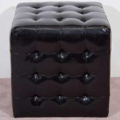 Black Faux Leather Column Tufted Ottomans (Photo 8 of 20)