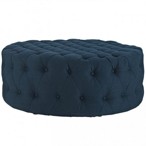 Blue Fabric Tufted Surfboard Ottomans (Photo 18 of 20)