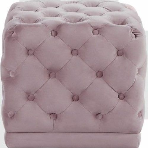 Pink Champagne Tufted Fabric Ottomans (Photo 1 of 20)