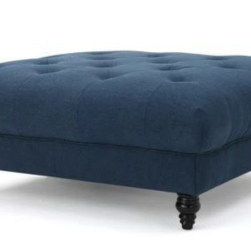Dark Blue And Navy Cotton Pouf Ottomans (Photo 5 of 20)