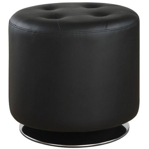 Round Blue Faux Leather Ottomans With Pull Tab (Photo 11 of 20)
