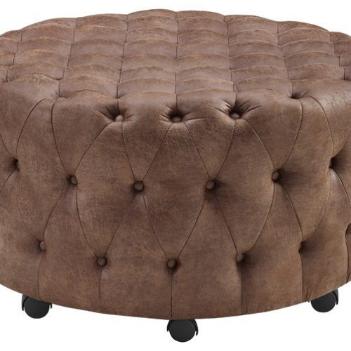 Gray Fabric Round Modern Ottomans With Rope Trim (Photo 19 of 20)