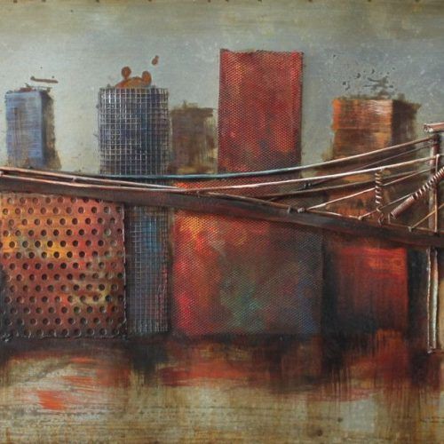 "Bridge To The City" Mixed Media Iron Hand Painted Dimensional Wall Decor (Photo 6 of 20)