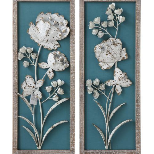 Metal Flower Wall Decor (Set Of 3) (Photo 11 of 20)