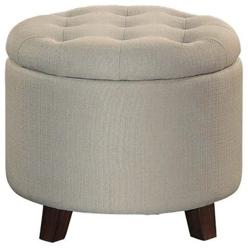 Brown Fabric Tufted Surfboard Ottomans (Photo 3 of 20)