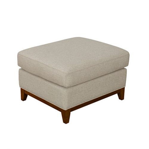 Gray And White Fabric Ottomans With Wooden Base (Photo 1 of 17)