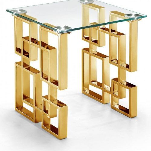 Geometric Glass Top Gold Console Tables (Photo 19 of 20)