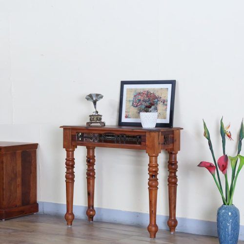 Honey Oak And Marble Console Tables (Photo 11 of 20)