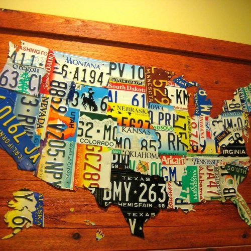 License Plate Map Wall Art (Photo 7 of 20)
