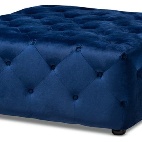 Royal Blue Tufted Cocktail Ottomans (Photo 1 of 20)